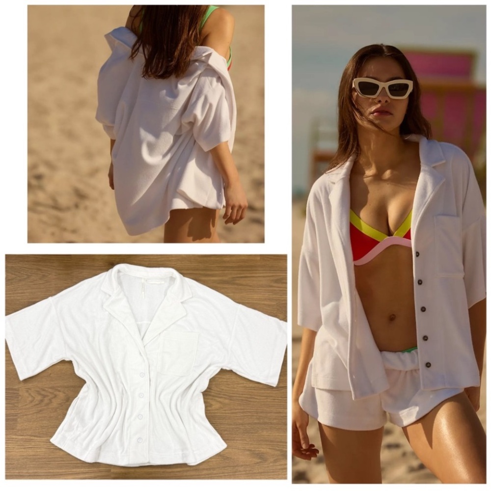 ANTHROPOLOGIE NWOT White Button-Up Beach Shirt